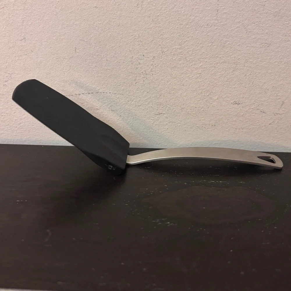 Norpro‎ Mini Spatula 18/10 Stainless Steel Black Silicone Turner 7.5 Inch Small